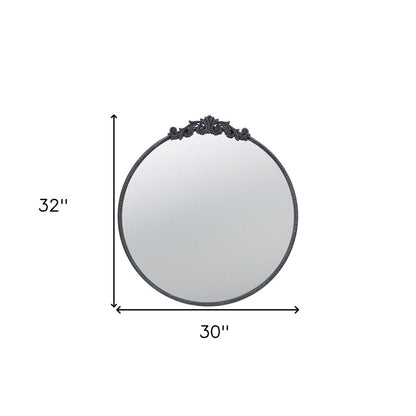 32" Black Crowned Top Iron Framed Accent Mirror HomeRoots