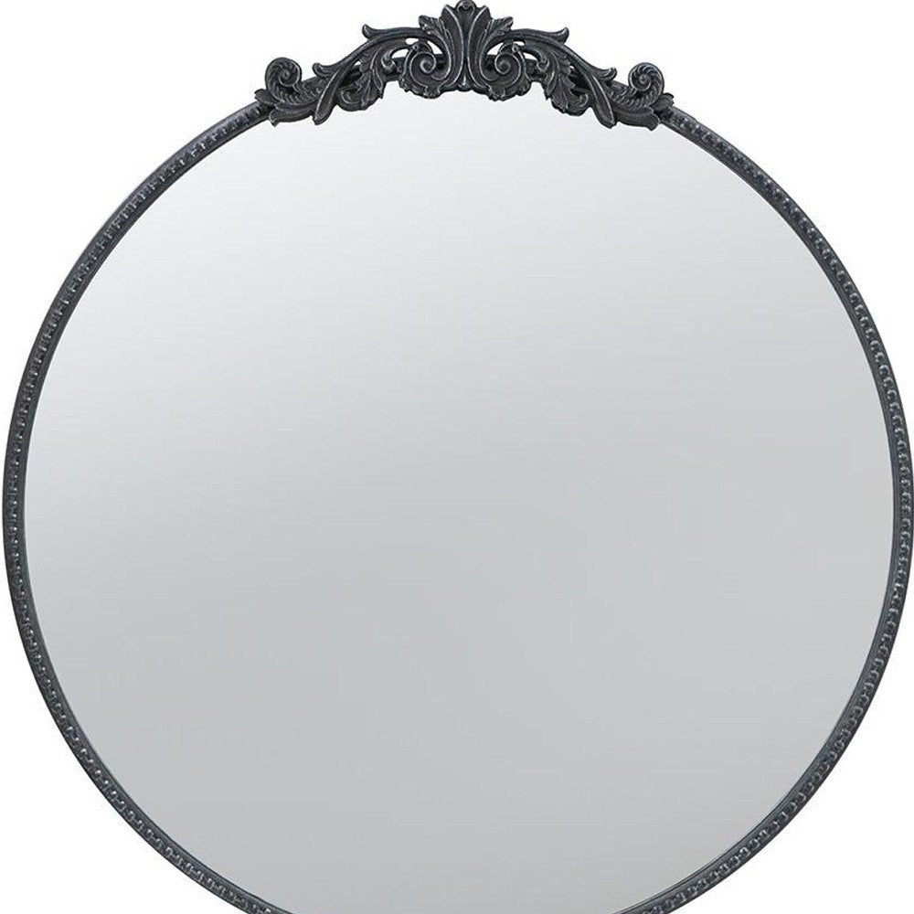 32" Black Crowned Top Iron Framed Accent Mirror HomeRoots