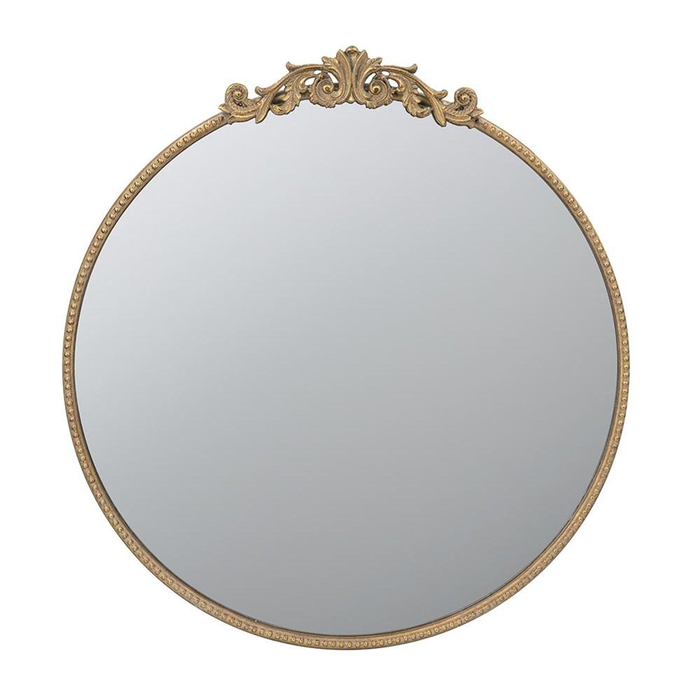 32" Gold Iron Crowned Top Framed Accent Mirror HomeRoots