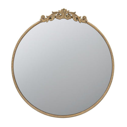 32" Gold Iron Crowned Top Framed Accent Mirror HomeRoots
