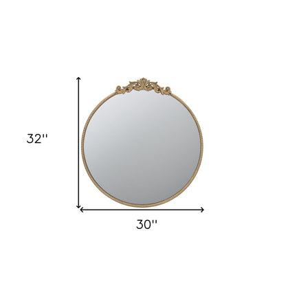 32" Gold Iron Crowned Top Framed Accent Mirror HomeRoots