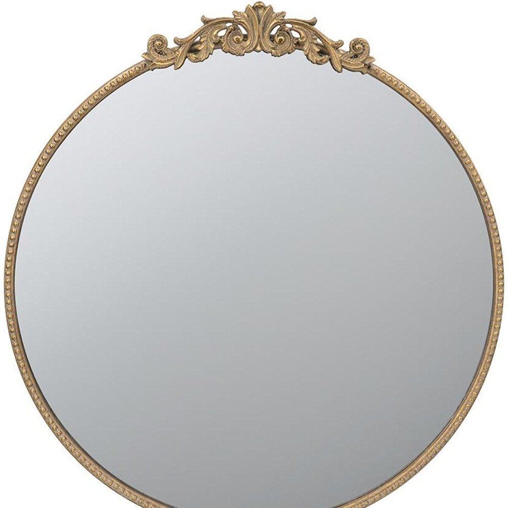 32" Gold Iron Crowned Top Framed Accent Mirror HomeRoots