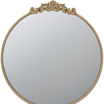 32" Gold Iron Crowned Top Framed Accent Mirror HomeRoots