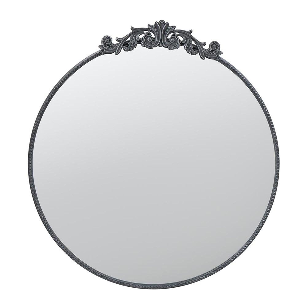 39" Black Crowned Top Iron Framed Accent Mirror HomeRoots