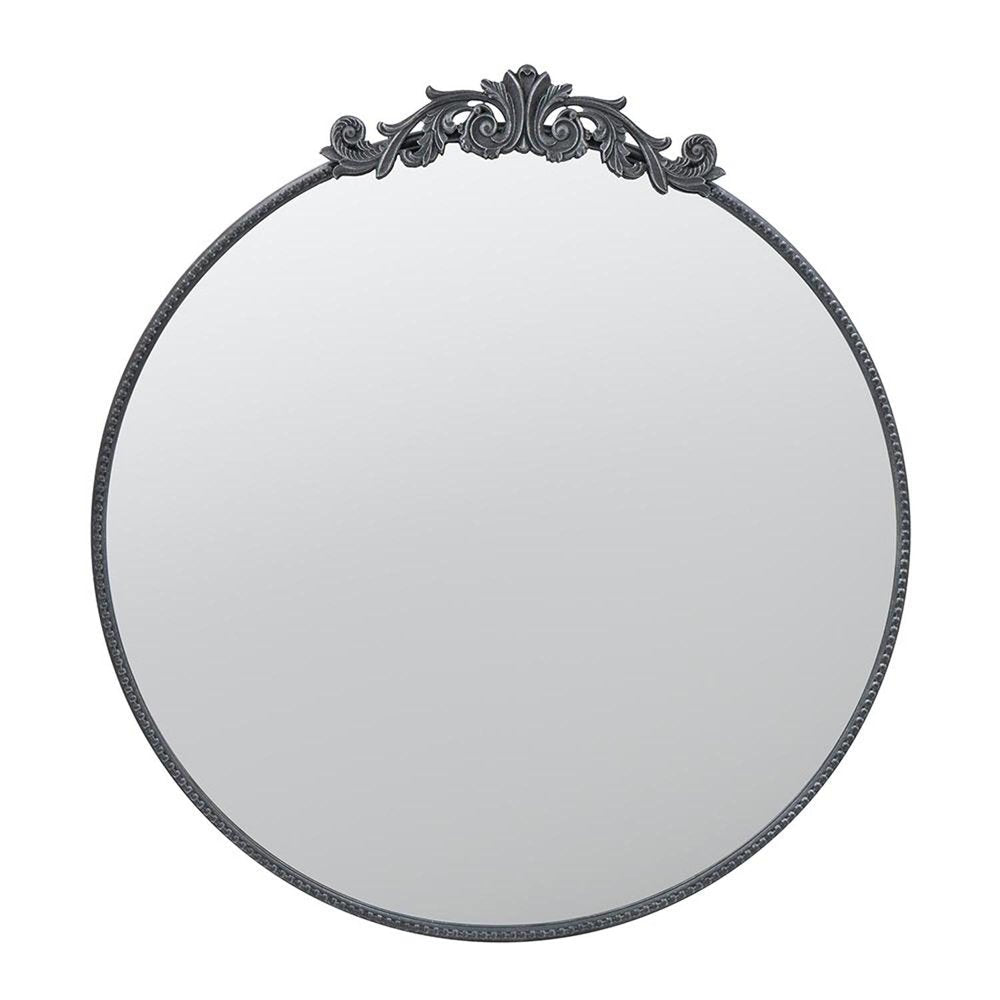 39" Black Crowned Top Iron Framed Accent Mirror HomeRoots