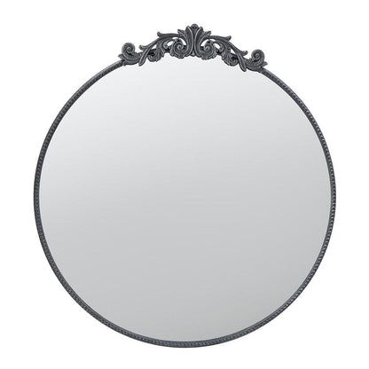 39" Black Crowned Top Iron Framed Accent Mirror HomeRoots