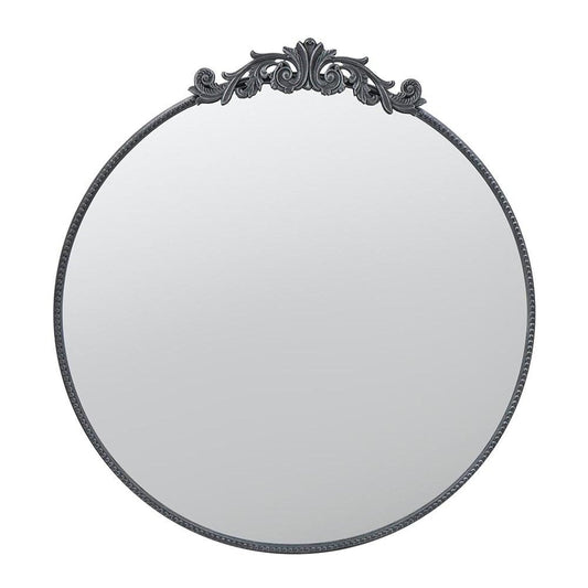 39" Black Crowned Top Iron Framed Accent Mirror HomeRoots