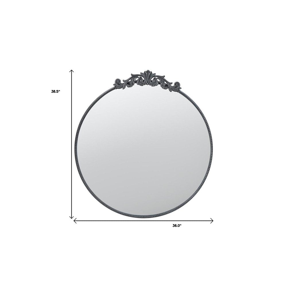 39" Black Crowned Top Iron Framed Accent Mirror HomeRoots