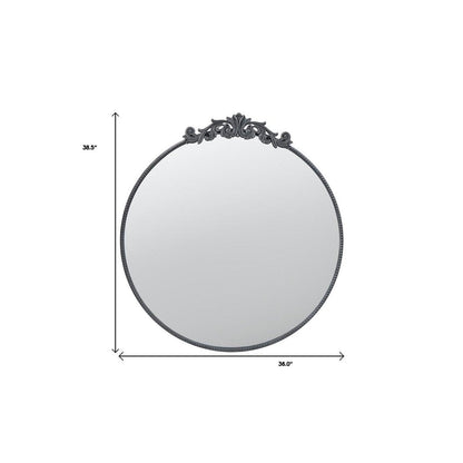 39" Black Crowned Top Iron Framed Accent Mirror HomeRoots