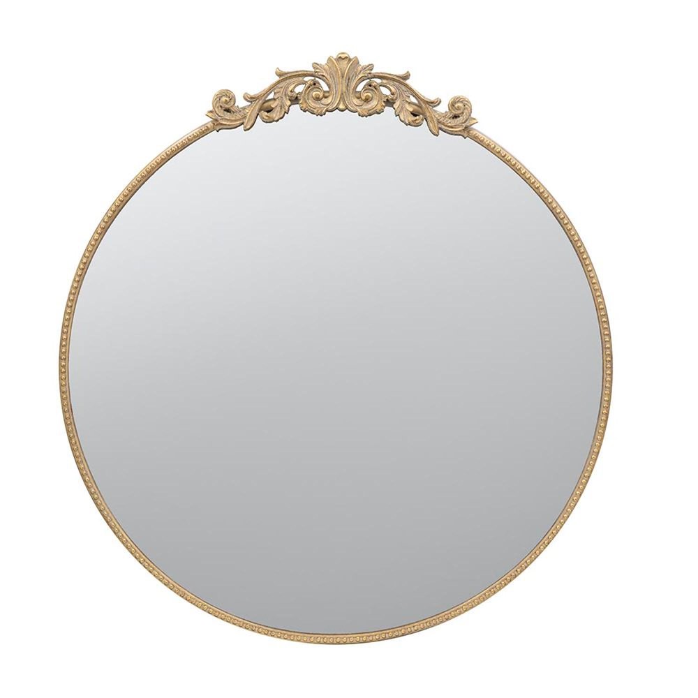 39" Gold Crowned Top Iron Framed Accent Mirror HomeRoots