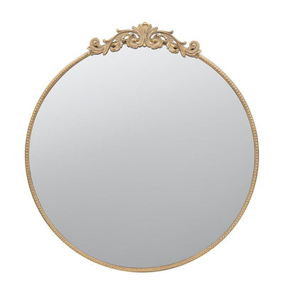 39" Gold Crowned Top Iron Framed Accent Mirror HomeRoots