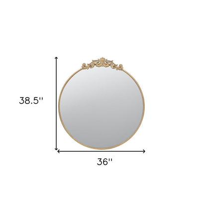 39" Gold Crowned Top Iron Framed Accent Mirror HomeRoots