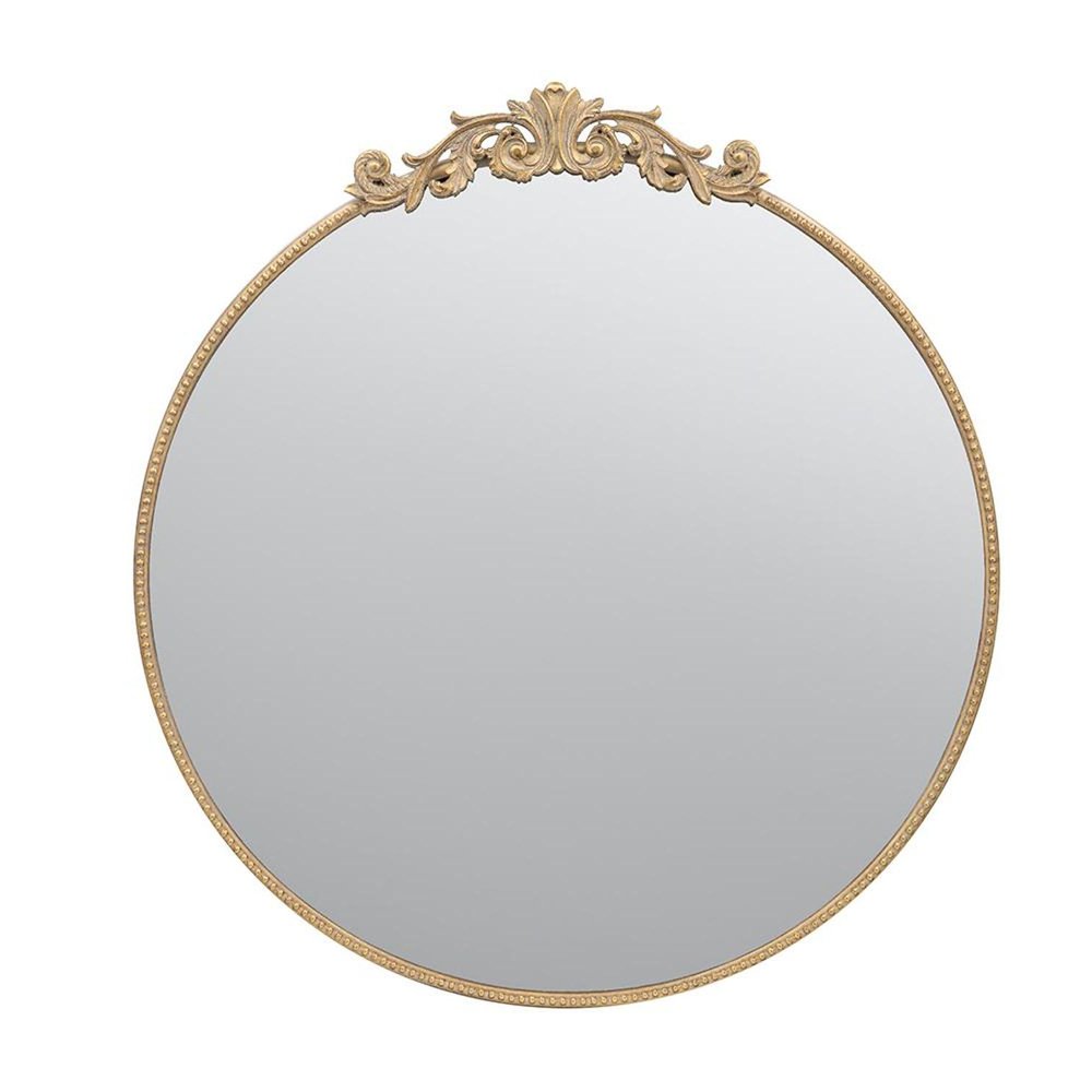 39" Gold Crowned Top Iron Framed Accent Mirror HomeRoots