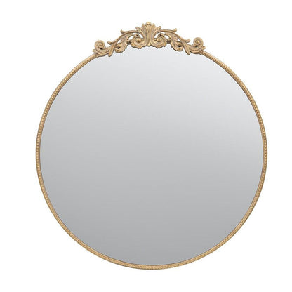 39" Gold Crowned Top Iron Framed Accent Mirror HomeRoots