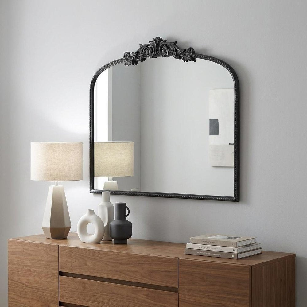 31" Black Arch Iron Framed Accent Mirror HomeRoots