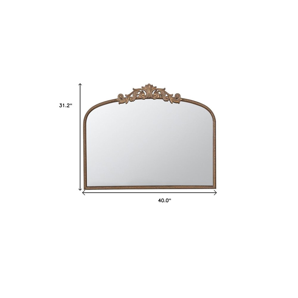 31" Gold Arch Iron Framed Accent Mirror HomeRoots