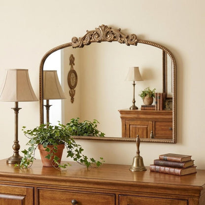 31" Gold Arch Iron Framed Accent Mirror HomeRoots