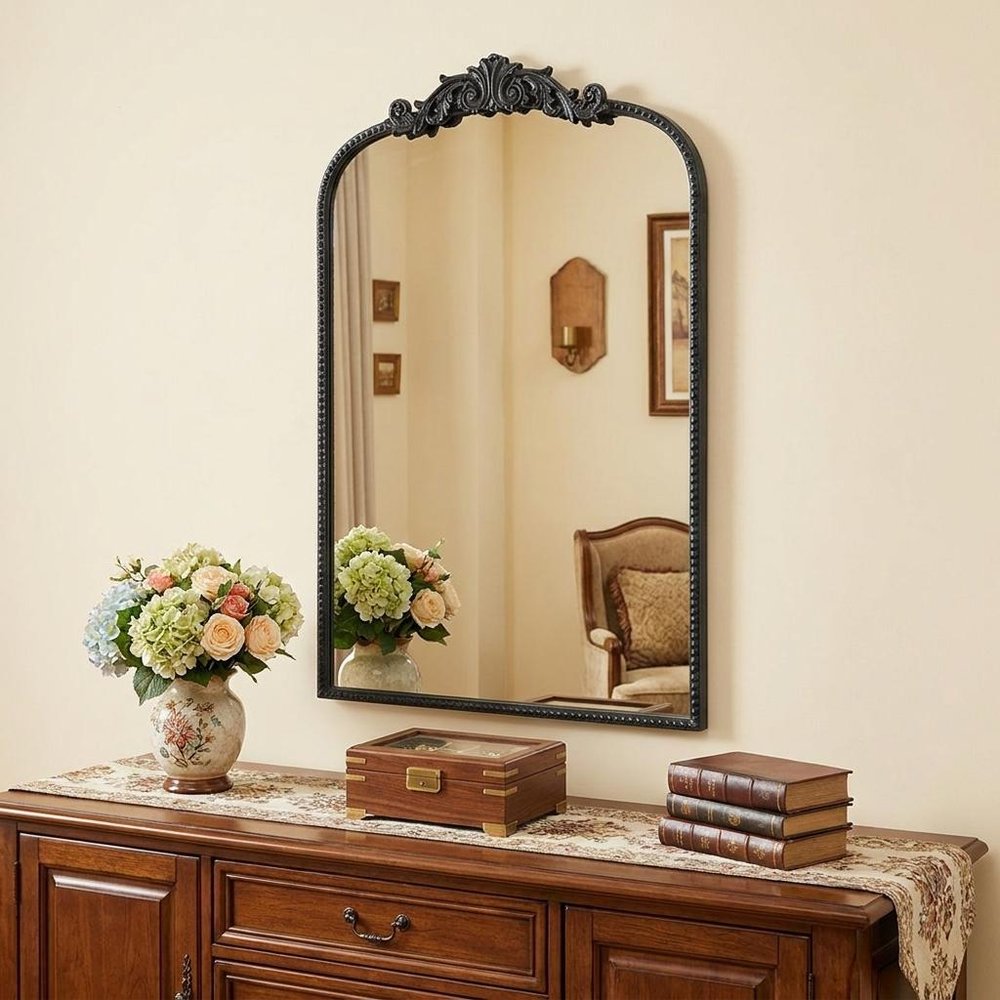 36" Black Arch Iron Framed Accent Mirror HomeRoots