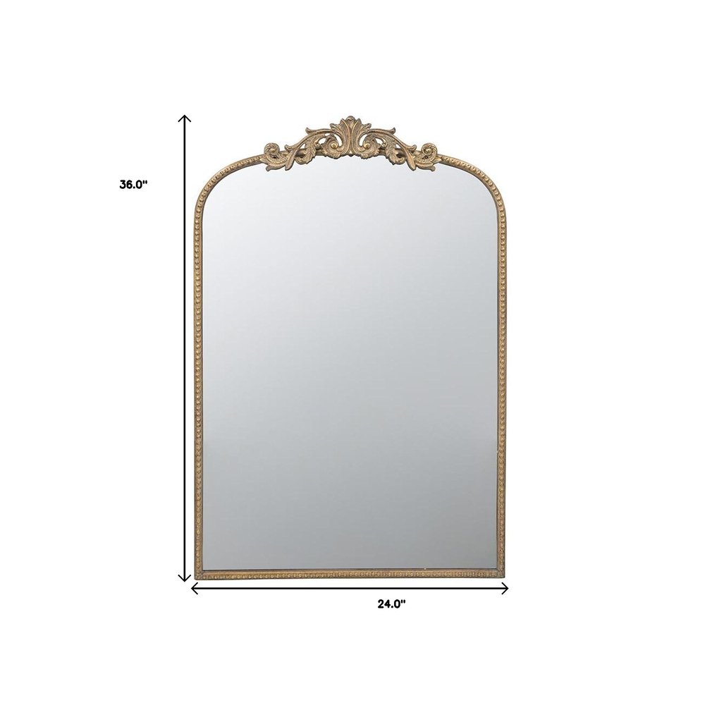 36" Gold Arch Iron Framed Accent Mirror HomeRoots