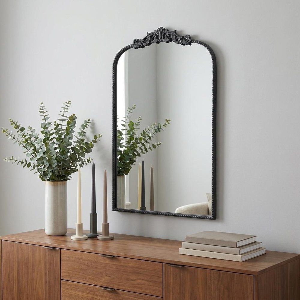 42" Black Arch Iron Framed Accent Mirror HomeRoots
