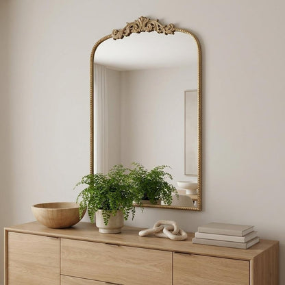 42" Gold Arch Iron Framed Accent Mirror HomeRoots