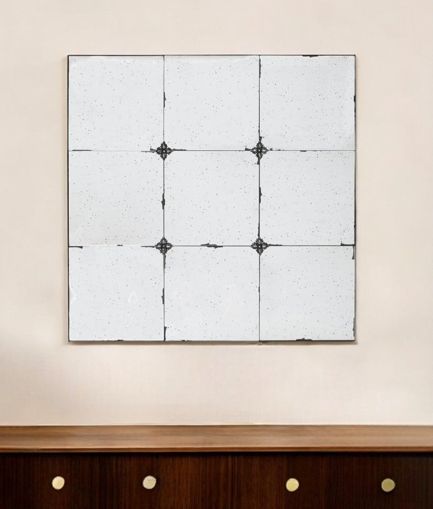 36" Black Square Iron Framed Antiqued Glass Accent Mirror HomeRoots