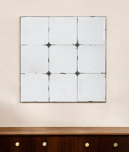 36" Black Square Iron Framed Antiqued Glass Accent Mirror HomeRoots