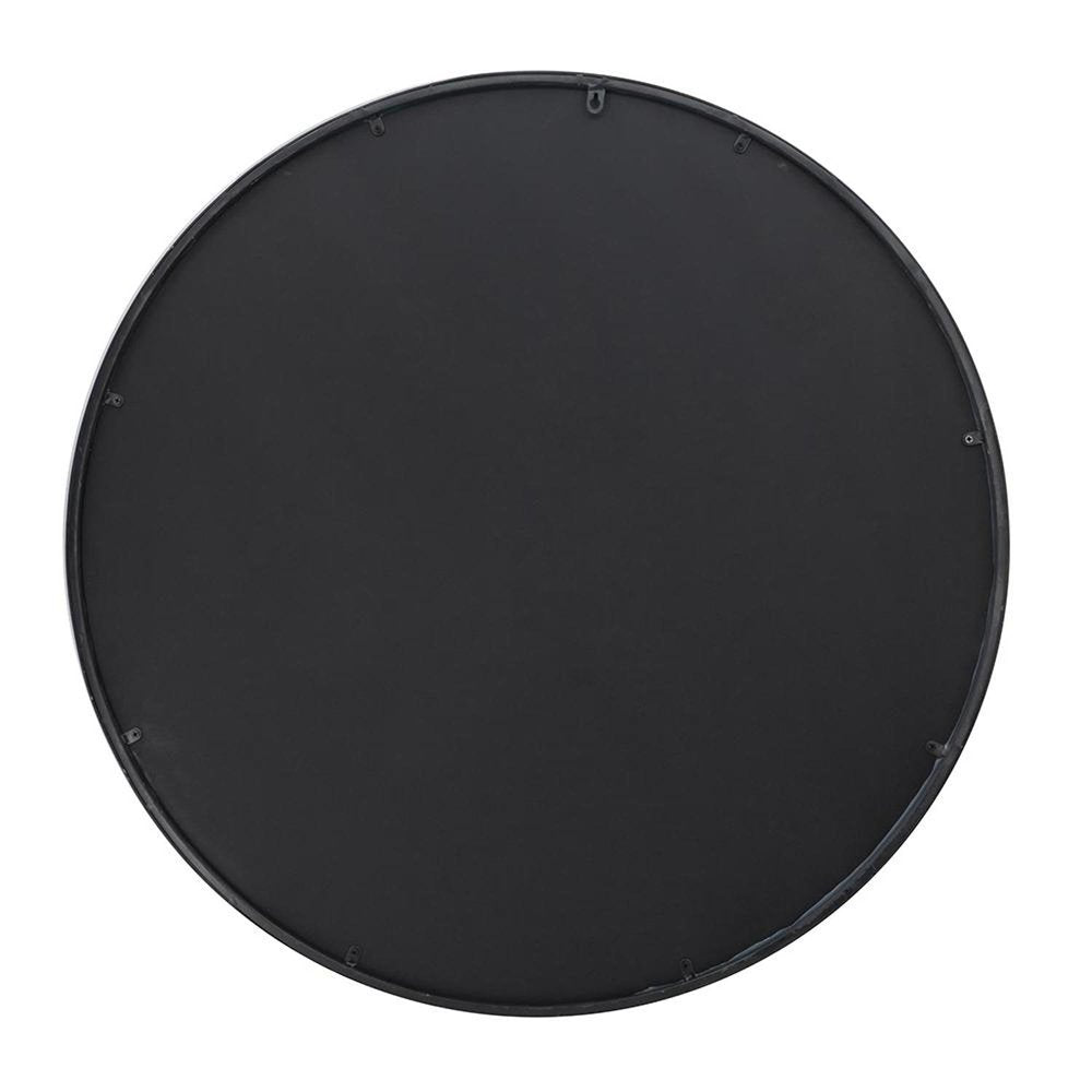 36" Black Round Iron Framed Antiqued Glass Accent Mirror HomeRoots