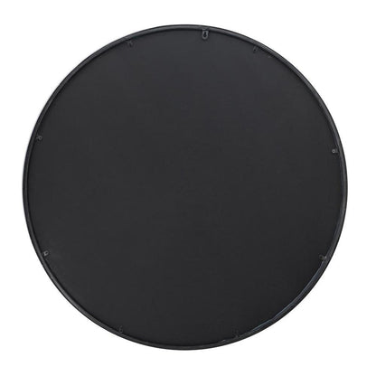 36" Black Round Iron Framed Antiqued Glass Accent Mirror HomeRoots