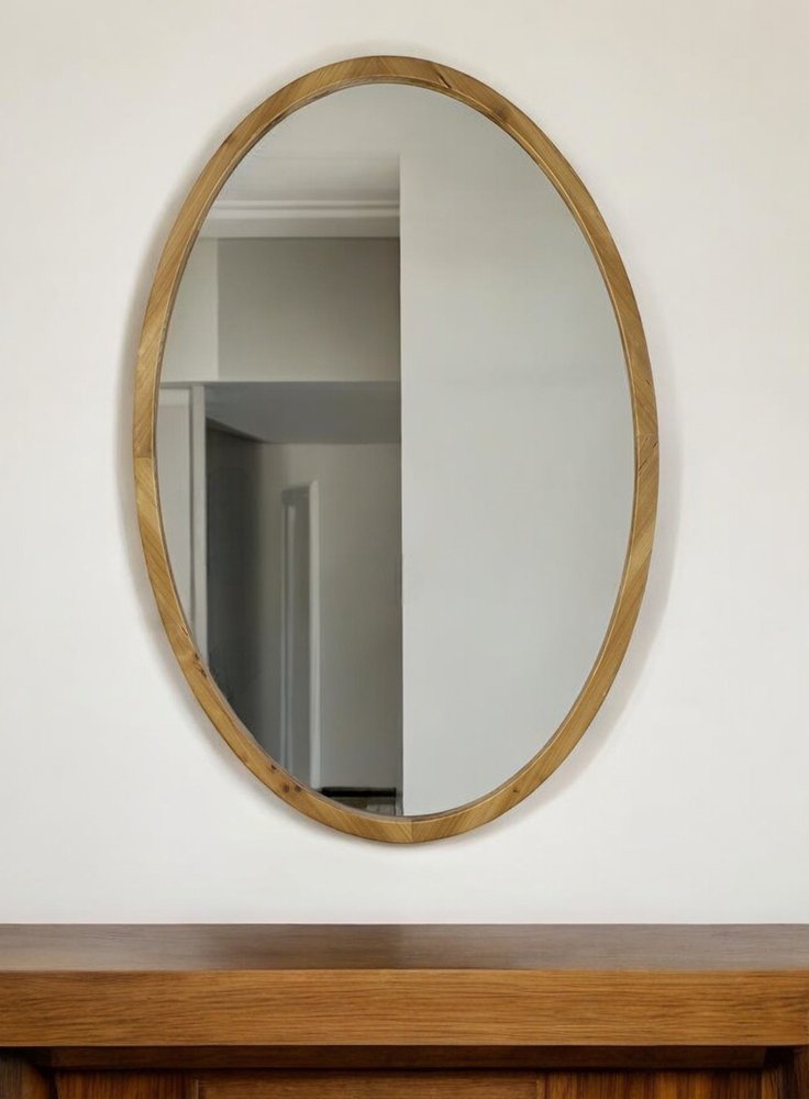 35" Brown Oval Solid Wood Framed Accent Mirror HomeRoots