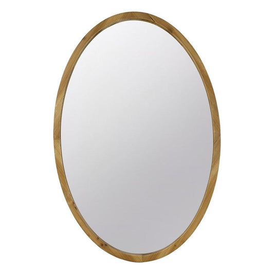 35" Brown Oval Solid Wood Framed Accent Mirror HomeRoots