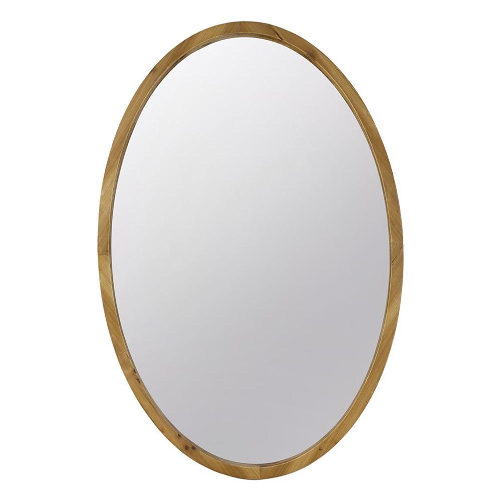 35" Brown Oval Solid Wood Framed Accent Mirror HomeRoots