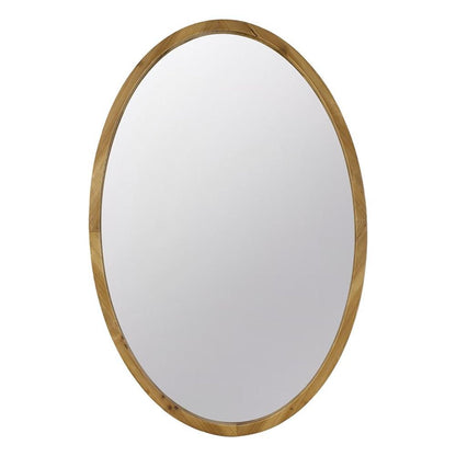 35" Brown Oval Solid Wood Framed Accent Mirror HomeRoots