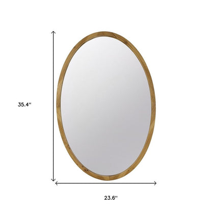 35" Brown Oval Solid Wood Framed Accent Mirror HomeRoots