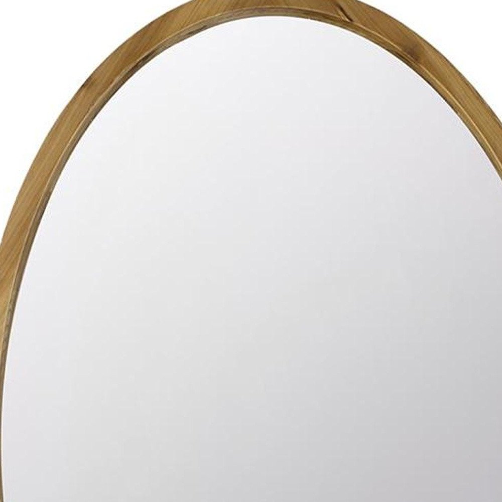 35" Brown Oval Solid Wood Framed Accent Mirror HomeRoots