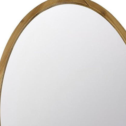 35" Brown Oval Solid Wood Framed Accent Mirror HomeRoots