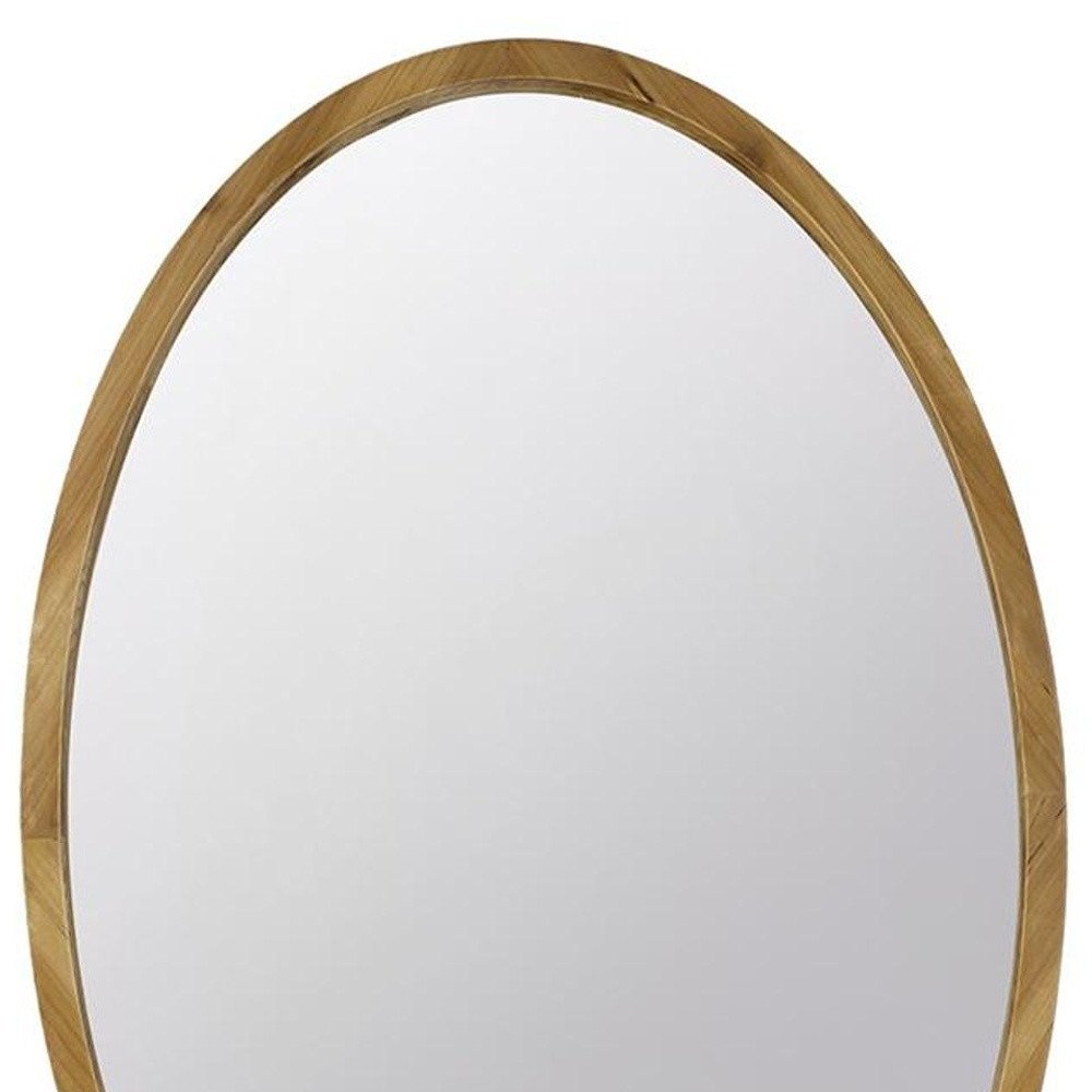 35" Brown Oval Solid Wood Framed Accent Mirror HomeRoots