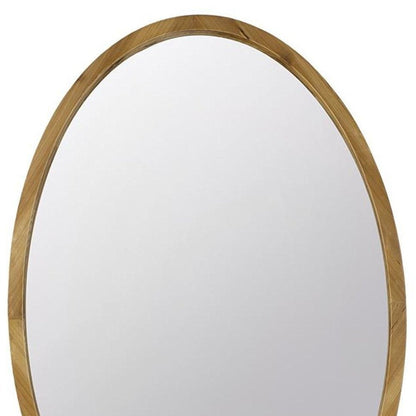 35" Brown Oval Solid Wood Framed Accent Mirror HomeRoots