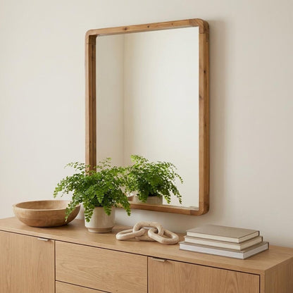 35" Brown Solid Wood Framed Accent Mirror HomeRoots