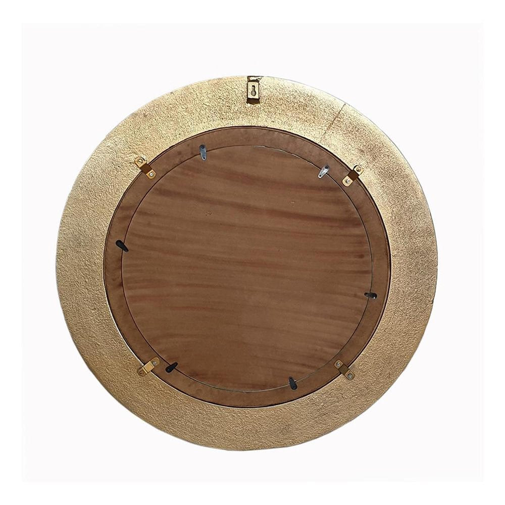36" Gold and White Round Aluminum Ribbed Edge Framed Accent Mirror HomeRoots