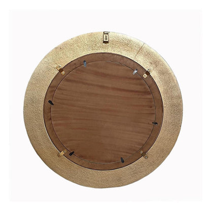 36" Gold and White Round Aluminum Ribbed Edge Framed Accent Mirror HomeRoots