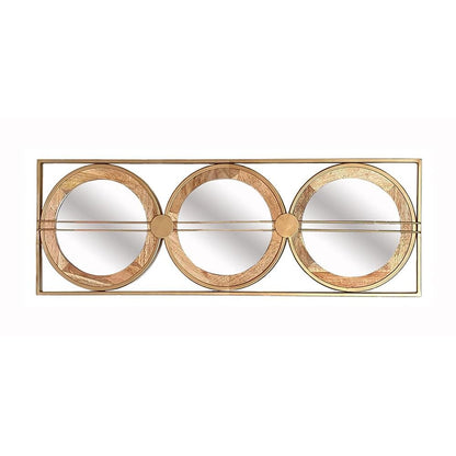 14" Brown and Gold Aluminum and Wood Geometric Framed Accent Mirror HomeRoots