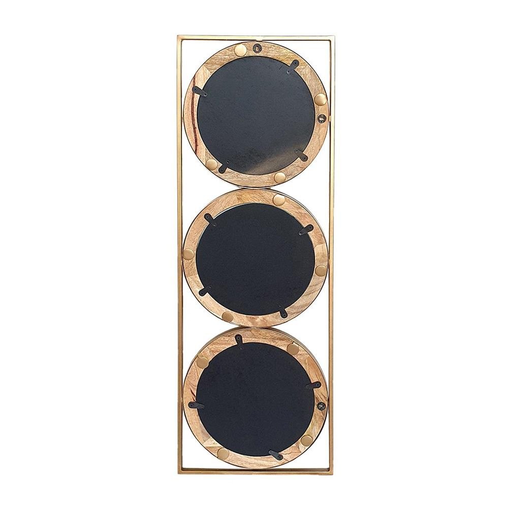 14" Brown and Gold Aluminum and Wood Geometric Framed Accent Mirror HomeRoots