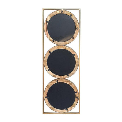 14" Brown and Gold Aluminum and Wood Geometric Framed Accent Mirror HomeRoots