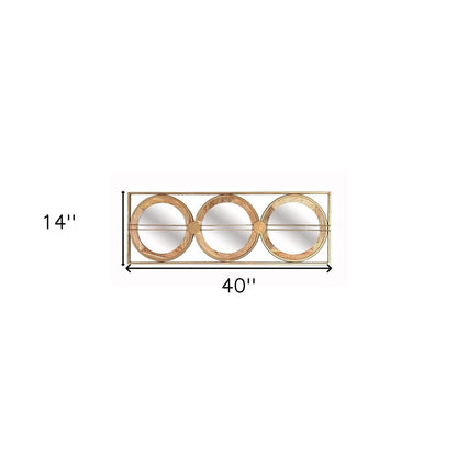 14" Brown and Gold Aluminum and Wood Geometric Framed Accent Mirror HomeRoots