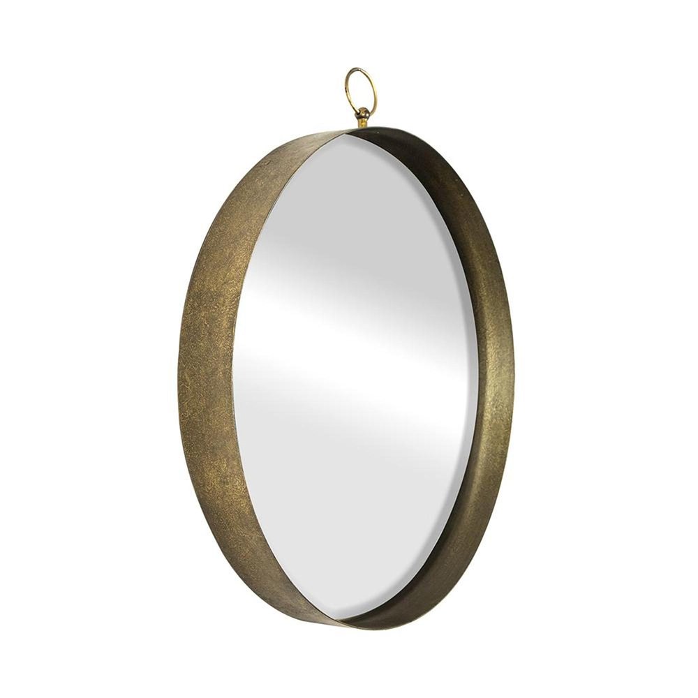28" Gold Round Iron Framed Accent Mirror HomeRoots