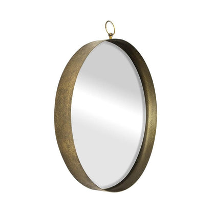 28" Gold Round Iron Framed Accent Mirror HomeRoots