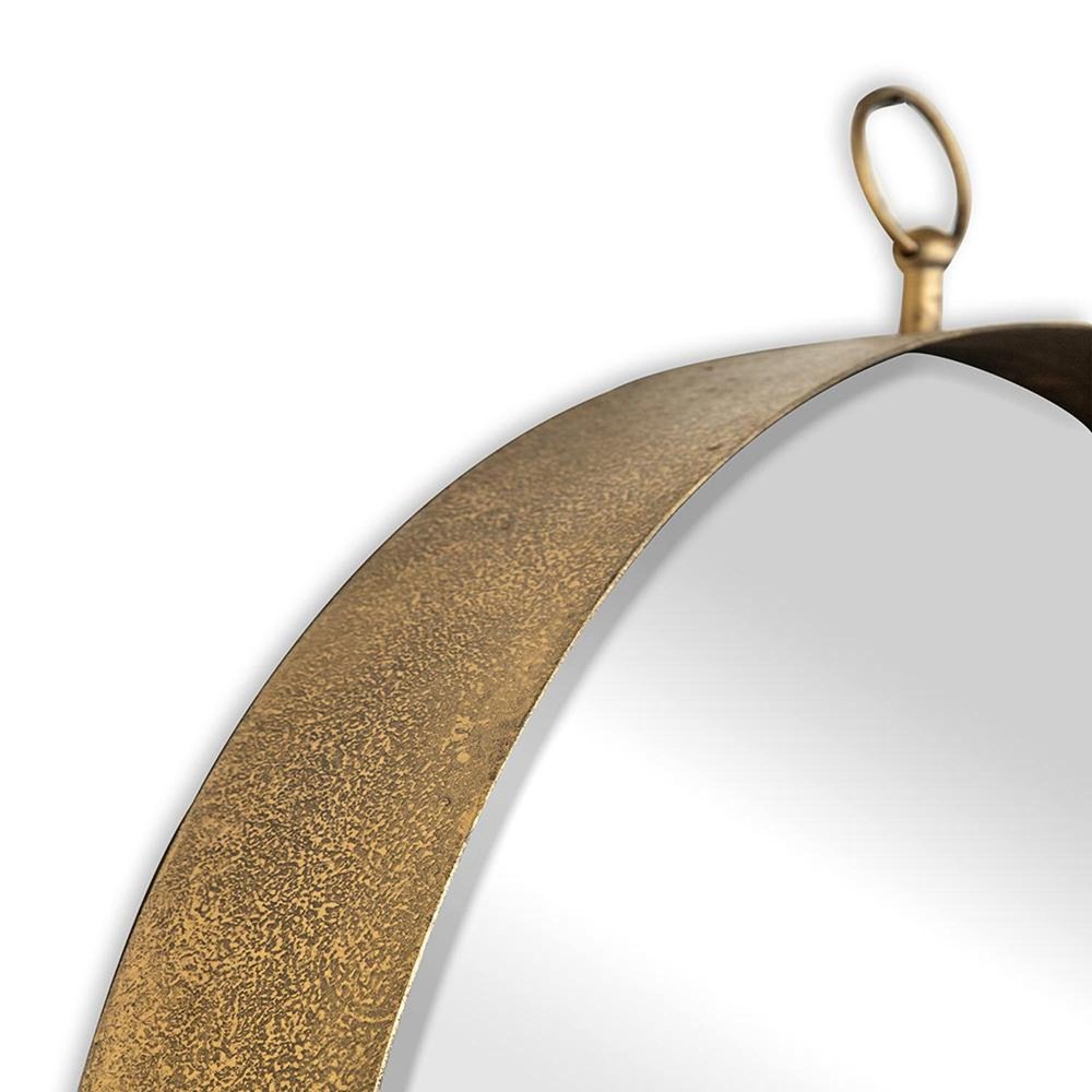 28" Gold Round Iron Framed Accent Mirror HomeRoots