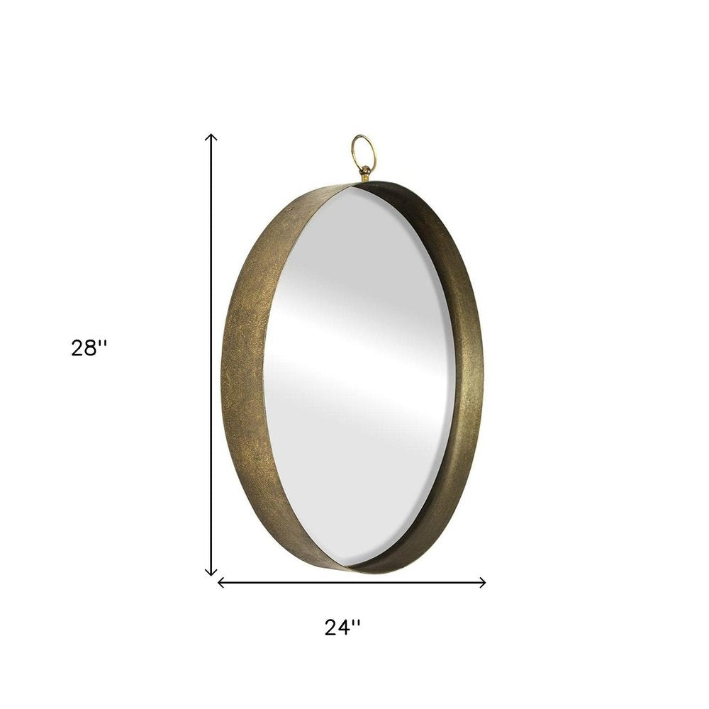28" Gold Round Iron Framed Accent Mirror HomeRoots