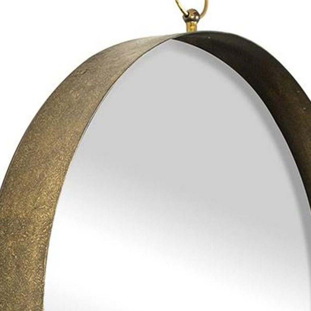 28" Gold Round Iron Framed Accent Mirror HomeRoots